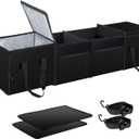 X-cosrack Insulated Car Trunk organizer, Collapsible Car Storage Organizer with 2 Cooler Bag and Lid for SUV, Jeep, Car Accessory with Mesh Pocket and Securing Strap for Grocery, 4 Compartment, Black