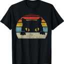 Cat Retro Style Vintage Black Kitten Cute Kitty Cats Lover T-Shirt M