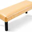 uxcell Waterproof Dining Bench Cover, Stretch PU Leather Rectangular Bench Seat Protector Slipcover 39.4"-47.2" for Piano Benches Kitchen Dining Room Chairs, Yellow