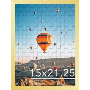 JCJMY 15x21.25 Puzzles Frame Gold, Wall Hanging 15 x 21.25 Picture Frame for 15 by 21.25 Poster Photo Canvas Picture Puzzles with Shatter Resistant Plexiglass, Gold