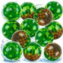 24 Pack Pixel Themed Beach Balls - 6 Inches Green and Brown Inflatable Floating Balls for Birthday Party Decorations, Summer Pool and Beach Game, and Bulk Birthday Party Favors