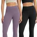 ODODOS 2-Pack High Waist Workout Capris for Women, 19" Tummy Control Athletic Running Cropped Leggings, Black+Ash Violet, X-Small