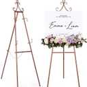 53.9" Rose Gold Easel Stand for Sign, Heavy Duty Metal Display Easel with Storage Bag, Adjustable Art Easel for Wedding Sign, Welcome Sign, Picture