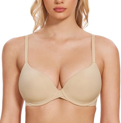 Wingslove Women's Push Up T-Shirt Bra Underwire Lightly Padded Comfort Smoothing Plunge Seamless Everyday Bra 85F