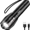 2 x YXQUA USB-C Rechargeable Flashlights for Power Outage, 1000 Lumen Super Bright LED Emergency Flashlight for Home, Zoomable Tactical Flash Light with 3 Modes for Hurricane Camping Car