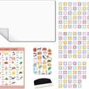 COMIX Magnetic Dry Erase Board, Magnetic ABC Alphabet Chart for Kids, 26" x 17" Adhesive White Board with 156 Pieces ABC Graphic Magnet for Kids at Home Student Classroom