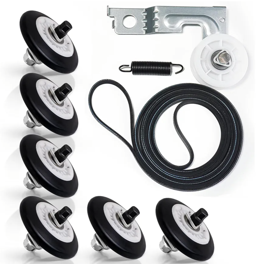 For LG Dryer Roller Kit 4581EL2002L Lg Dryer Drum Roller Kit Idler Pulley 4581EL2002C Bearing Version 4400EL2001A 4561el3002a Dryer Belt Replacement Kenmore Dryer Belt Rollers (9PCS)
