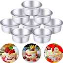 Patelai 8 Pieces 4 Inch Round Cake Pan Mini Non Stick Aluminum Round Mold Cheesecake Small Baking Pans for Home Party Baking Supplies