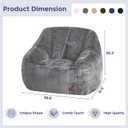 MAXYOYO Bean Bag Chair, Comfy Bean Bag Sofa with Back Support, Faux Fur Bean Bag Chair for Adults and Kids, Stuffed Floor Sofa for Living Room, Bedroom, Apartment, Grey, Large
