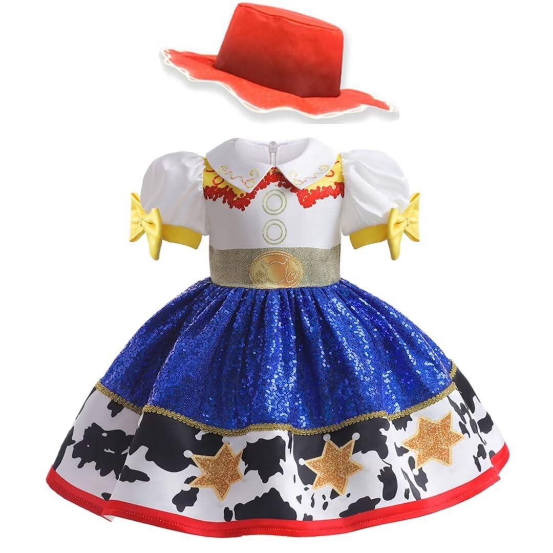Lgandpg Jessie Costume for Little Girls Cowgirl Sequins Dress with Hat Red Size: 2-3 Years