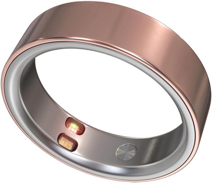 Smart Ring Health Tracker 5ATM Waterproof Sport Ring Exclusive Vibration Alerts Titanium Blood Oxygen/Sleep/Emotional Management Women Cycle Prediction Compatible with iOS/Android Dusk Rose Gold 8.5