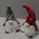 Juegoal 12" Lighted Christmas Gnome, Handmade Sequins Hat Scandinavian Swedish Tomte, Light Up Elf Toy Holiday Present, Battery Operated Winter Tabletop Christmas Decorations, 2 Set