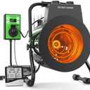 Greenhouse Heater with Thermostat - Portable Patio Outdoor Heater for Green House, Overheating Protection, Fast Heating, Garage Outdoor Use, Silver, Medium