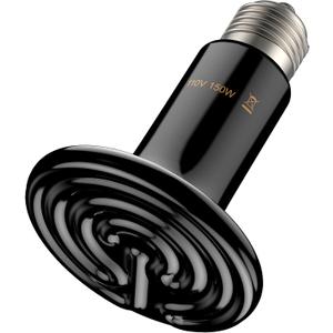 Pawfly 150 W E26 Ceramic Heat Emitter for Reptiles, No Light Emitting Reptile Heat Lamp Bulb, Infrared Ceramic Heat Bulb for Amphibian Chicken Snake Lizard, Ceramics Heat Lamp, Pet Brooder Coop Heater (For 50-100 Gallon Terrarium)