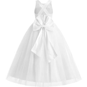 IBTOM CASTLE Toddlers Girl 3D Flower Feather Dress Embroidery Bridesmaid Birthday Dress Lace Tulle Party Dress Ball (9-10 Years)