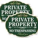 No Trespassing Private Property Sign 2 Pack, 10 x 7 inch (25x18cm) Rust Free Aluminum Warning Sign, UV Protected, Fade Resistant
