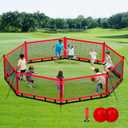 Gaga Ball Pit for Kids, Portable Gagaball Court 15ft Equipped with Carry Bag, 2 Gaga Balls, Wind Ropes and Ground Spikes for Sport Games and Indoor & Outdoor Activities