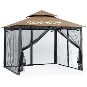 10x12 Gazebo Replacement Mosquito Netting, 4-Panel Sidewall Screen with Zipper Universal Black (10'x12')