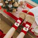 Christmas Socks Women Kids, 5 Pairs Fuzzy Xmas Slipper Socks for Girls Boys Unisex Cozy Fluffy Socks with Santa Claus Pattern New Year Winter Vacation Indoor Wearing Stocking Stuffers