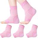 Tarpop 1 Pair Ankle Brace for Kids Compression Ankle Sleeves Adjustable Foot Support Brace Elastic Guard for Children Boys Girls Sports Running Jogging Dance Fitness Gymnastics(Light Pink, Small)