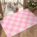GarveeHome Checkered Pink 9x12 Area Rug for Living Room Bedroom