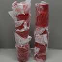 Ciaell 12 Pack Romantic Plastic Water Glasses - 14 Oz Red Vintage Drinking Glasses, Embossed Ribbed Plastic Cups, Textured Striped Set for Juice, Beverages, Beer, Cocktail & Valentine's Day