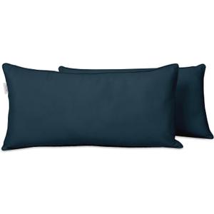 Indoor/Outdoor Polyester Fabric Lumbar Pillow Cover, All-Weather Waterproof Rectangular Cushion Case for Patio Furniture, 16 x 24 Set of 2 -Gray