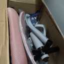 DUMOS Home Office Computer Chair - Ergonomic Mid Back Desk with Lumbar Support and Rocking Mode, Height Adjustable with Flip-up Armrest, for Conference Meeting Room, 360 Swivel, Adults, Pink