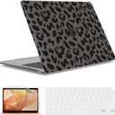 IBENZER Compatible with New MacBook Air 13 inch case 2022 2021 2020 M1 A2337 A2179 A1932, Hard Shell Case&Keyboard Cover&Screen Film for Mac Air 13 (2018-2022), Black Leopard, AT13-LP-BK+2