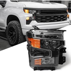 Huray Headlight Assembly for Chevy Silverado 2022 2023 2024 1500 [Only for Halogen Version] DRL Head Lamp for Chevy Silverado Accessories (Passenger Side)