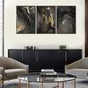Kyiyhzp 3Pcs Abstract Black Gold Wall Art Modern Minimalist Wall Decor Prints Black gold grey pictures Marble painting artwork for Living Room Bedroom Office Home Decoration 16x24in Poster