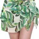 ChinFun Women's Beach Cover Up Short Sarong Dress Pareo Ruffle Swim Skirts Bathing Suit Bikini Chic Wrap Chiffon Shawl, L