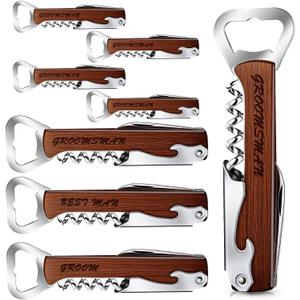 Set of 8 Groomsmen Bottle Opener Corkscrew Wine Opener and 4 in 1 Multi Tool Groomsmen Gifts Best Man Gift for Proposal Bachelor Party Weddings