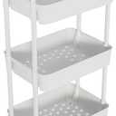 Laiensia 3-Tier Rolling Cart with Wheels,Multifunction Utility Storage Carts, Kitchen Storage Organizer,Mobile Shelving Unit for Bathroom,Laundry,with Classified Stickers,White