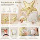 2 x 4Pcs Starfish & Conch Shell Balloons, Large Starfish Conch Balloons, Gold Foil Ocean Themed Balloon for Mermaid Birthday, Under The Sea Party, Beach Pool Swim Party Decorations