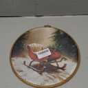 XBBMGG Winter Christmas Red Sleigh Wall Art Decor, Farmhouse Christmas Round Wall Hanging Decor, Rustic Holiday Winter Xmas Framed Canvas Prints for Home Bedroom Living Room Decorations, 10x10inch