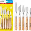 MEEDEN 5Pcs Palette Knife Set: Stainless Steel Painting Knives with Wood Handle - Pallet Knife Set for Oil Canvas Acrylic Painting Color Mixing