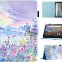 MonsDirect Case for Amazon Kindle Fire HD 10 & Fire HD 10 Plus Tablet 13th/11th Generation 2023 2021 Release, Smart Auto Wake Sleep Folio Case Stand Protective Cover with Card Slots, Purple Scenery