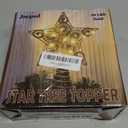 Juegoal Star Tree Topper with 20 LED Lights, Metal Golden Lighted Treetop Ornaments, Battery Powered Light Up Christmas Tree Decorations, 6.5 x 6.5 Inches