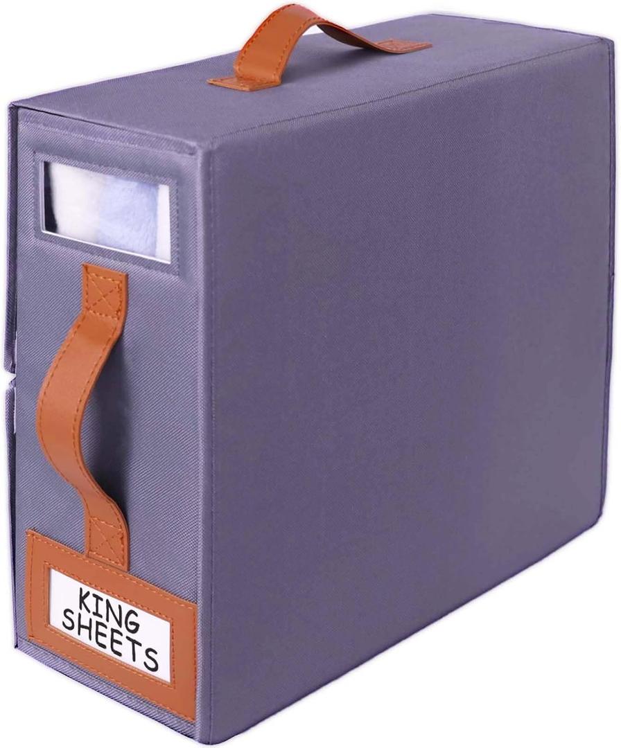 1 Pack Sheet Organizers and Storage, Linen Closet Organizers and Storage, Foldable Sheets Organizer for Closet with Handle, Window, Label, Bedding Storage for Sheet Set (Queen & King Size) 1 Pack Sheet Organizers and Storage, Linen Closet Organizers and Storage, Foldable Sheets Organizer for Closet with Handle, Window, Label, Bedding Storage for Sheet Set (Queen & King Size)