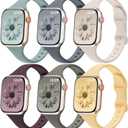 6 Pack Thin Bands Compatible with Apple Watch Band 38mm/40mm/41mm/42mm(Series 11/10) Women Men, Sport Silicone Strap Slim Wristband 
