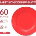 POSATE Plastic Plates Disposable 60 PCS, Heavy Duty 30 Dinner Plates 10.25" and 30 Dessert Plates 7.5" for Party, Red