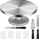Puroma Cake Turntable, 12'' Aluminium Alloy Cake Stand, Cake Decorating Kit with 3 Icing Spatulas and 4 Icing Combs, Cake Decorating Supplies for Cake, Cupcake, Desserts