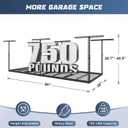 Jusgym 3X8FT Overhead Garage Storage Rack, 26"-40" Height Adjustable Garage Ceiling Storage Racks, Heavy Duty Metal Overhead Storage Organizer System, 750LBS Weight Capacity