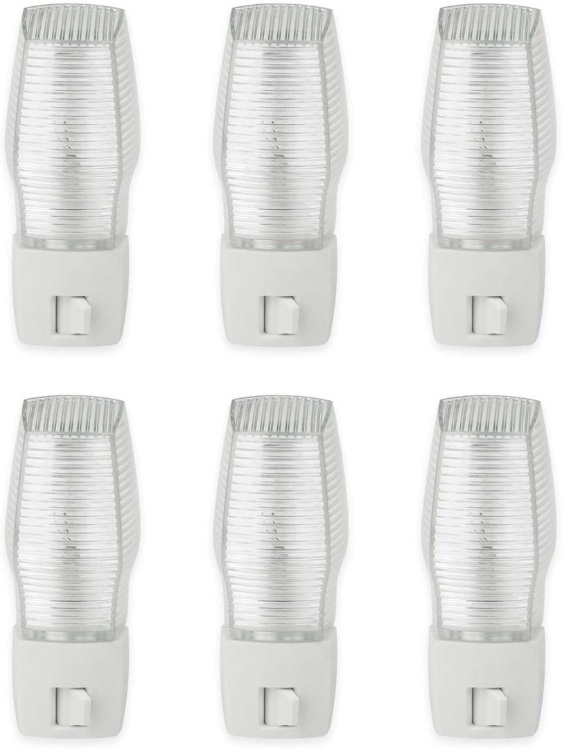 OSKOS 6 Pack, Plug in Night Light with Manual On/Off Switch, 7W Incandescent Bulb Included, ETL Listed.