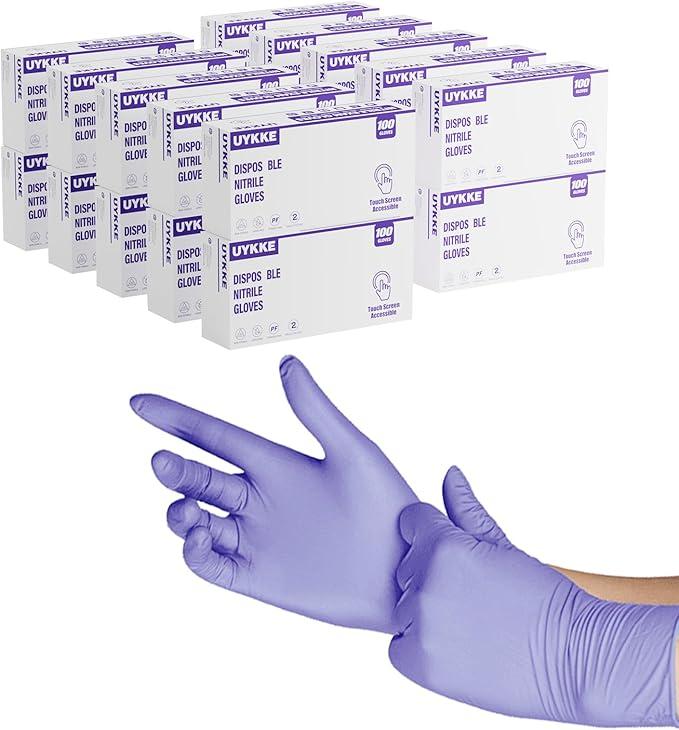UYKKE Nitrile Disposable Gloves 4 Mil Nitrile Cleaning Gloves Latex Free for Food Prep, Cooking,Lab,Home,Salon&Tattoo, Size L, 1000 pcs