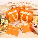 Yeaqee 50 Pcs Mini Metallic Paper Gift Bags with Handle 4x4.75x2.2'' Small Gift Bag DIY Tag Thank You Party Favor for Mother's Day Wedding Graduation Baby Shower Birthday Jewelry (Orange,Gold)