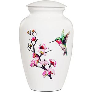 Hummingbird Cremation Urn - Large White Decorative Urn for Adult Ashes - Up to 200 Lbs Capacity