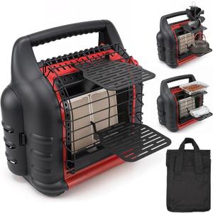 2-Tiered Wood Stove Fan Bracket, Cooker Plate Grill Attachment, Multi-Purpose Heater Bracket Compatible with Buddy Heater Fireplace Fan/Heated Stuff Shelf, Stand for Heater, Outdoor Heater Accessories (Black)