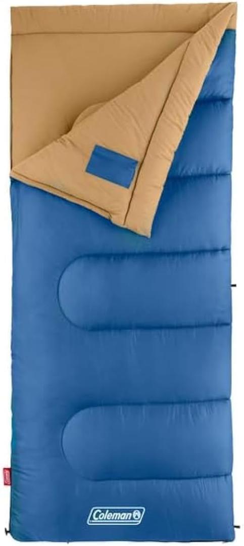 Coleman Brazos 20°F Adult Cool-Weather Sleeping Bag with No-Snag Zipper & Stuff Sack, Machine Washable, Great for Camping, Traveling, Guests, & More